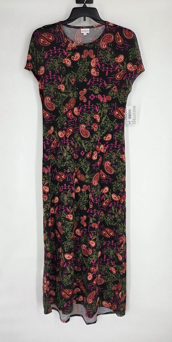 LuLaRoe Maria Black Paisley Western Floral Summer Maxi Long Dress NEW Size Large